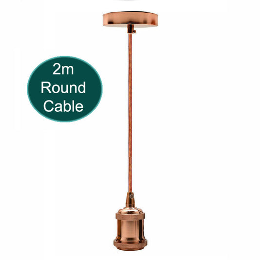 2m Round Cable E27 Base Rose Gold Pendant Holder~1722-0