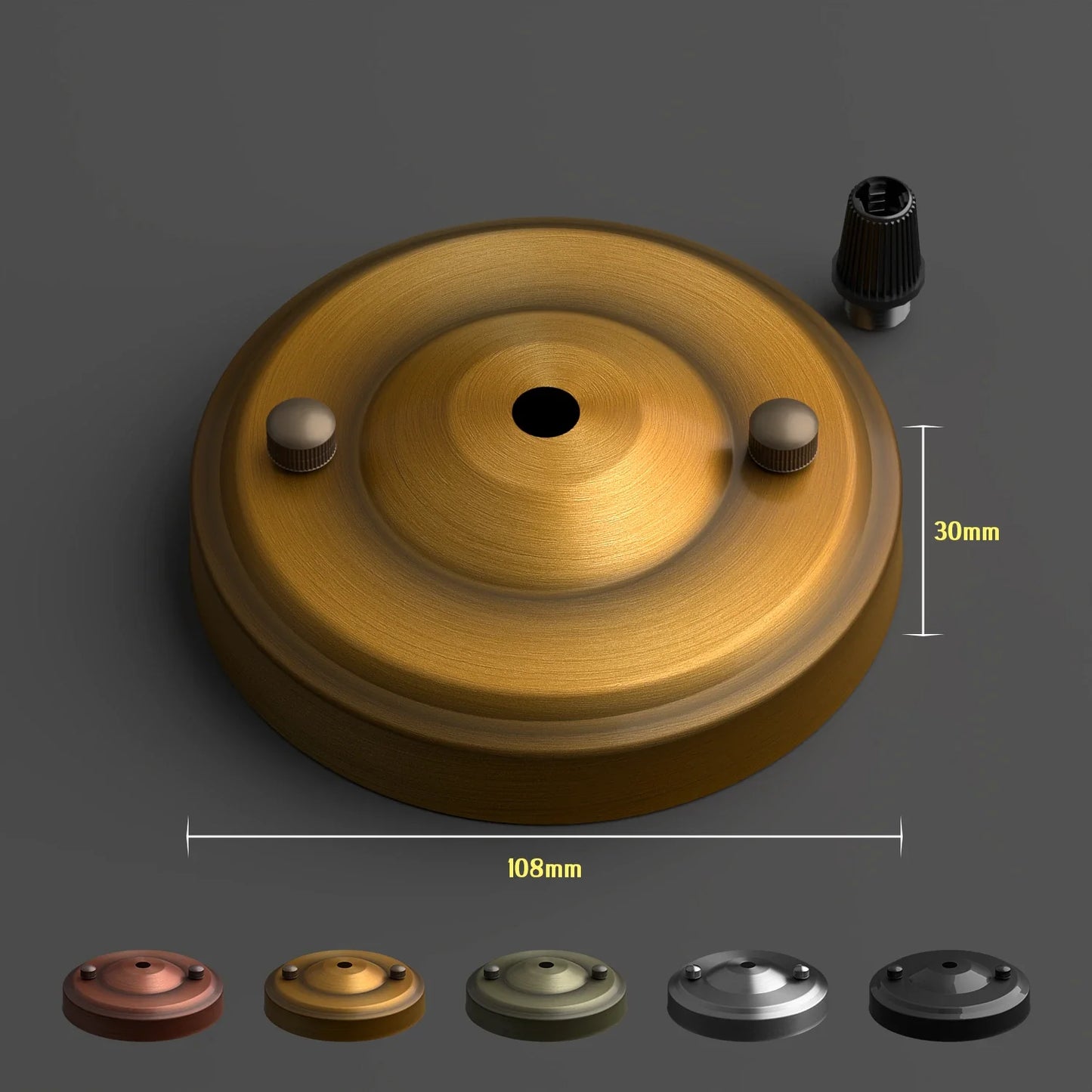 108mm Single Outlet Drop Metal Front Fitting Ceiling Rose~1451-0