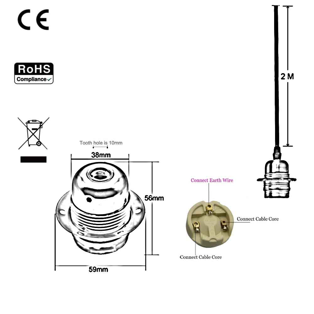 E27 Green Brass Colour Aluminum Holder Fabric 3 Core Round Gold Colour 1m Cable Pendant Set~2157-1